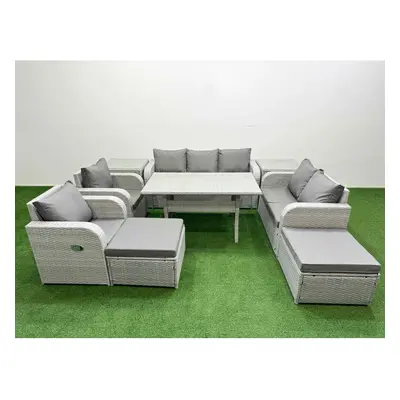 Fimous PE Rattan Garden Furniture Set Reclining Chair Sofa Double Love Seat Seater Sofa Lounge S