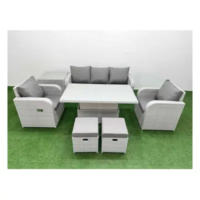 Fimous PE Rattan Garden Furniture Set Adjustable Lifting Dining or Coffee Table Side Table Small