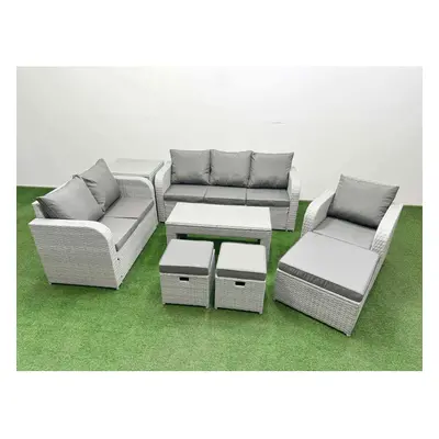 Fimous Patio PE Wicker Seater Outdoor Rattan Furniture Sofa Sets with Reclining Chair Loveseat S