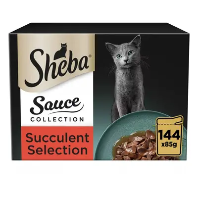 144 x 85g Sheba Sauce Collection Adult Cat Food Pouches Mixed Selection in Gravy