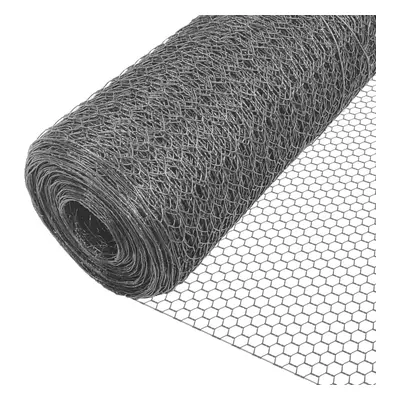 VOUNOT Chicken Wire Mesh, Metal Animal Fence, 25mm Holes, 1m x 25m, PVC Coated Grey