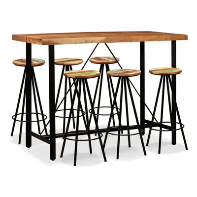 (7 piece) vidaXL Bar Set Kitchen Dining Table and Stools Solid Acacia and Reclaimed Wood