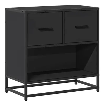 (black) vidaXL Bedside Cabinet Nightstand Bed Side Cabinet Engineered Wood and Metal