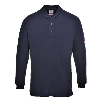 (3XL, Navy) Portwest Mens Flame Resistant Anti-Static Long-Sleeved Polo Shirt