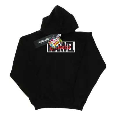 (S, Black) Marvel Mens Red Font Logo Hoodie