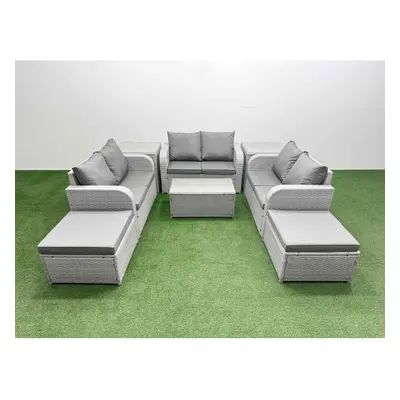 Fimous Seater PE Wicker Rattan Furniture Sofa Sets with Rectangular Coffee Table Seater Love Sof