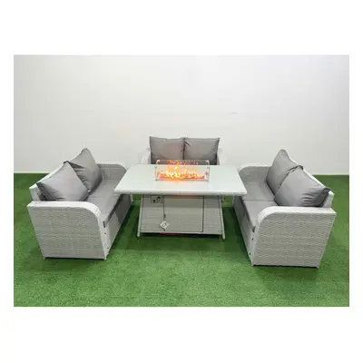 Fimous Seater PE Wicker Rattan Furniture Sofa Sets with Firepit Dining Table Seater Love Sofa Li