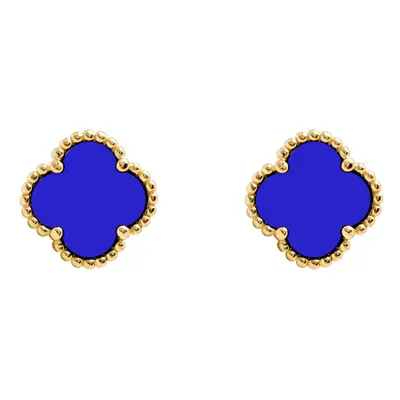 Jewelco London Gold-plated Silver Blue Clover Agate Lucky Charm Stud Earrings 10mm - AES256-GP