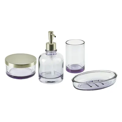 4-Piece Bathroom Accessories Set TELMA Glass Violet