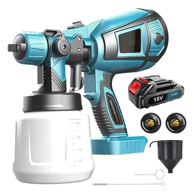 1L Cordless Electric Paint Spray Gun Sprayer+Battery-Makita Compatible