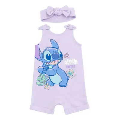 Disney Lilo & Stitch Infant Baby Girls French Terry Romper and Headban