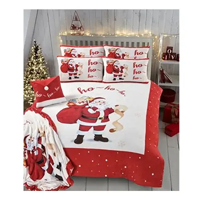 Olivia Rocco Santa Teddy Duvet Cover Set Xmas Father Christmas Soft Fleece Easy Care Warm Winter