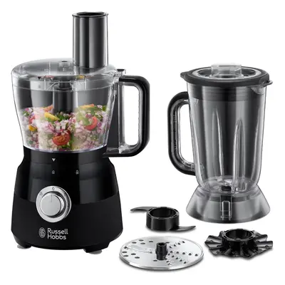 (Black) Electric food processor, 1.5 litre usable bowl, stainless steel blade, reversible slicin