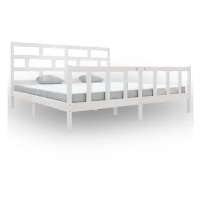 (white, x cm) vidaXL Bed Frame Bed Base Bedstead Bedroom Mattress Foundation Solid Wood Pine