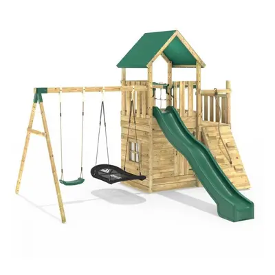 (M10 Double Swing) Rebo Modular Wooden Climbing Frame Adventure Playset - M10