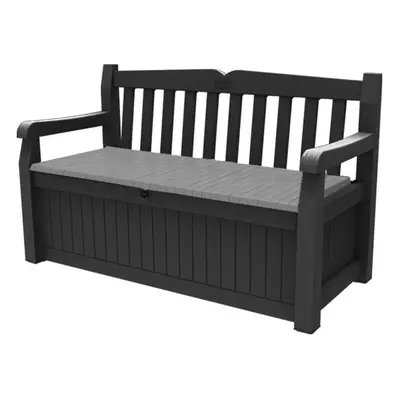 Keter Eden Bench 265L Outdoor 60% recycled Garden Furniture Storage Box Graphite & Light Grey Fa