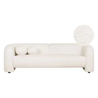 3 Seater Boucle Sofa White LEIREN