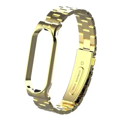 (Gold) Colorful Stainless Steel Watch Strap Replacement Watch Band for Xiaomi Miband