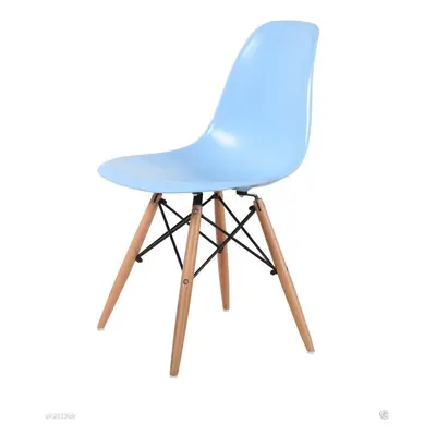 (LIGHT BLUE , SINGLE CHAIR ) MOF Dining Chairs Retro Wooden Legs Dining Chair