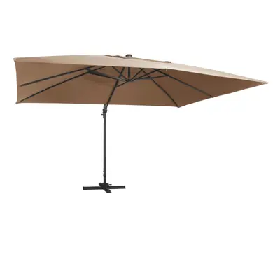 (taupe) vidaXL Cantilever Umbrella with LED Lights Garden Sunshade Outdoor Parasol