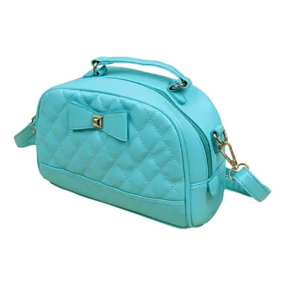 (Light Blue) Cute PU Leather Bowknot Candy Color Small Crossbody Bag for Women