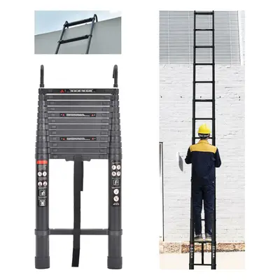 5M Aluminium Ladder Telescopic Ladder with Hooks Multi-Purpose Folding Extensionable Straight La