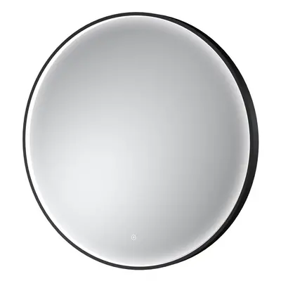 Contemporary Round Inset Framed LED Touch Sensor Mirror - 800mm - Black - Balterley