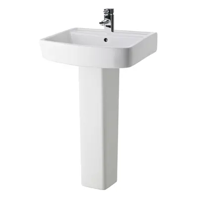 Square Tap Hole Basin & Full Pedestal - 520mm