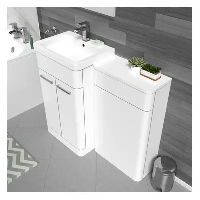 Nes Home White 1000mm Freestanding Cabinet Ceramic Basin & WC Unit