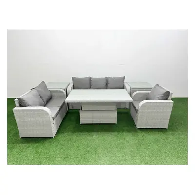 Fimous Patio PE Wicker Seater Outdoor Rattan Furniture Sofa Sets with Adjustable Lifting Dining 