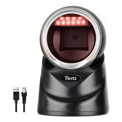 Tera Pro 2D QR Desktop Barcode Scanner Omnidirectional Adjustable Scan Head, USB Wired Handsfree