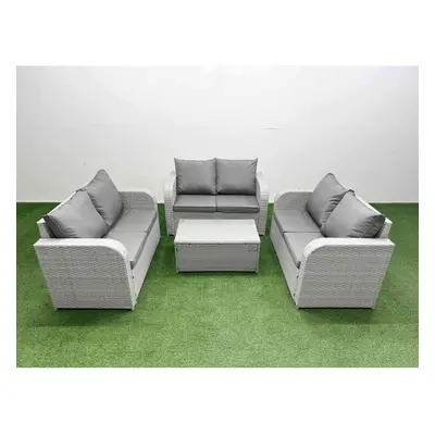 Fimous Seater PE Wicker Rattan Furniture Sofa Sets with Rectangular Coffee Table Seater Love Sof