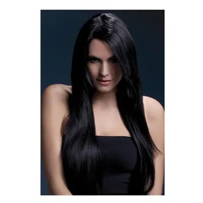 Fever Women's Long Straight Black Wig With Feathered Bangs, 28inch, One Size, - wig fever amber 