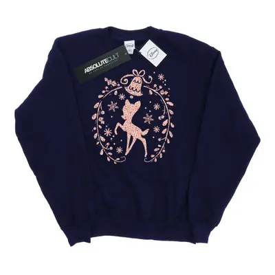 (S, Navy Blue) Disney Womens/Ladies Bambi Christmas Wreath Sweatshirt