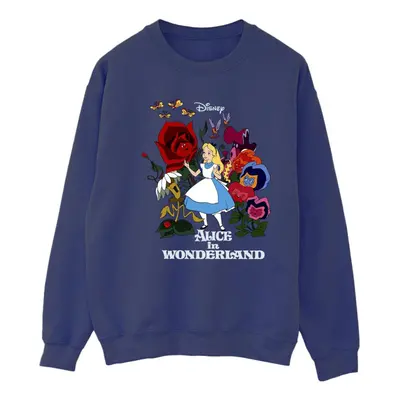 (M, Navy Blue) Disney Womens/Ladies Alice In Wonderland Flowers Sweatshirt