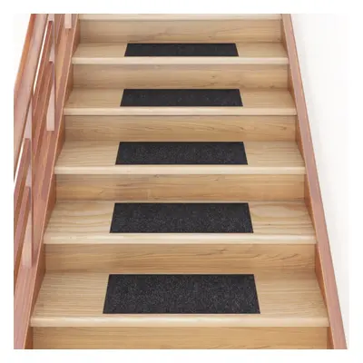 vidaXL 15x Self-adhesive Stair Mats Rectangular Black Home Stair Protector