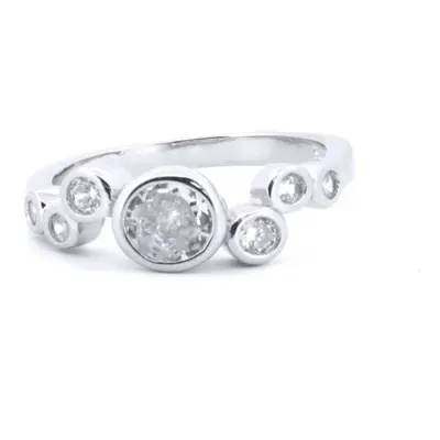 (N) Jewelco London Silver Rhodium CZ Set Dress Ring - ARN175