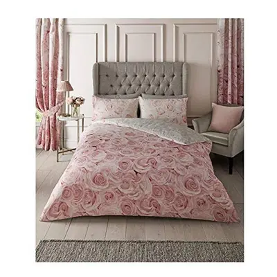 FAIRWAYUK Pink King Size Duvet Set with Pillowcase, Ultra Soft Reversible Rose Bedding Quilt Cov