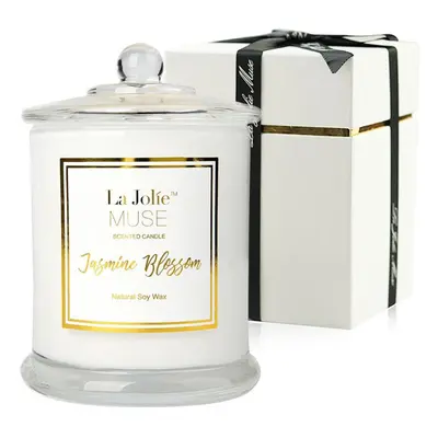 LA JOLIE MUSE Scented Candles Jasmine 100% Soy Wax in Jar Gifts Large Hours