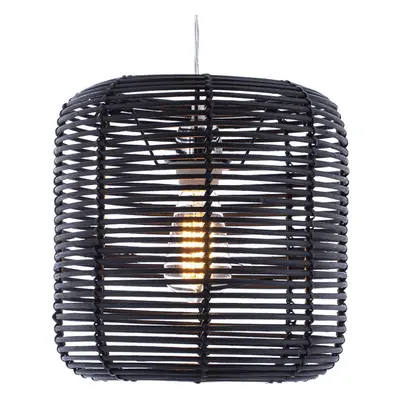 Litecraft Light Shade 28.5cm Easy Fit Rattan Ceiling Lampshade - Black