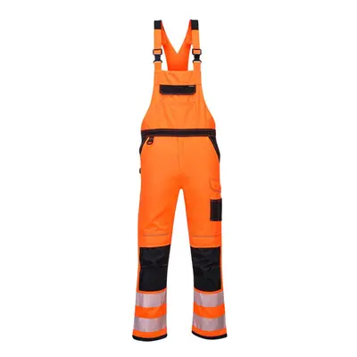 (S, Orange/Black) Portwest Mens PW3 Hi-Vis Safety Bib And Brace Overall