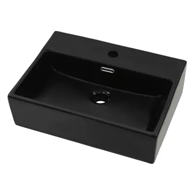 vidaXL Basin with Faucet Hole Ceramic Black 51.5x38.5x15cm Bathroom Wash Sink