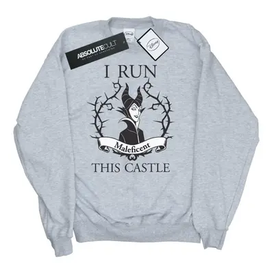 (M, Heather Grey) Disney Womens/Ladies Maleficent I Run This Castle Sweatshirt