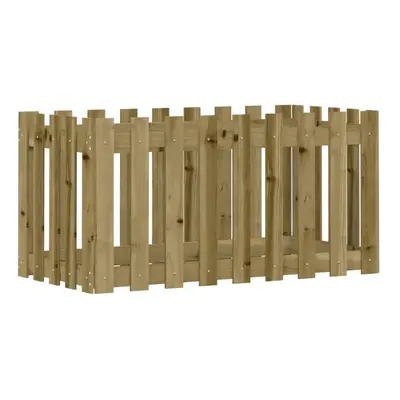 (natural impregnated, x x cm) vidaXL Garden Raised Bed with Fence Design Outdoor Planter Solid W