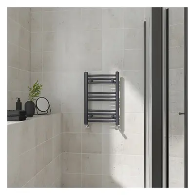 (Curved, 600x400mm) Warmehaus Heated Towel Rail Anthracite Bathroom Ladder Style Radiator Grey C