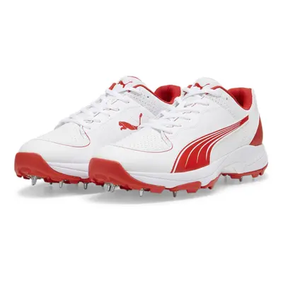 (9 UK, White/Red) Puma Mens Spiked Cricket Shoes