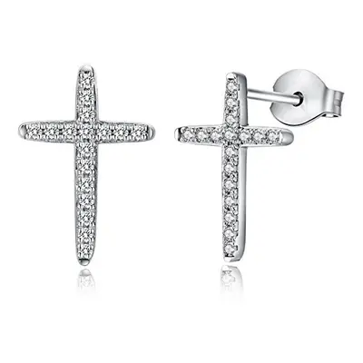 Cross Earrings Women Cross Stud Earrings Sterling Silver Hypoallergenic Cubic Zirconia Cross Stu