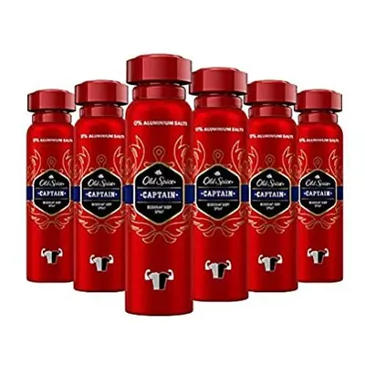 Old Spice Captain Deodorant Body Spray | Pack of (6 x ml) | Deodorant Spray Without Aluminium fo