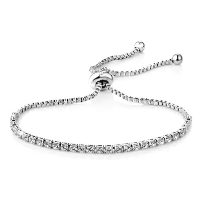 Silver Plated Solitaire Friendship Bracelet Created with Swarovski Crystals