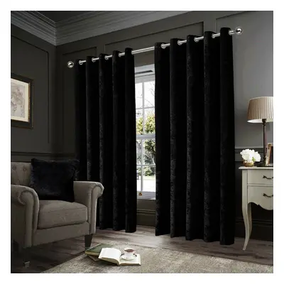 (Black, 90" x 90" (228cm x 228cm)) Velvet Curtain Eyelet Ring Top Luxury Drapes Interior Decor C